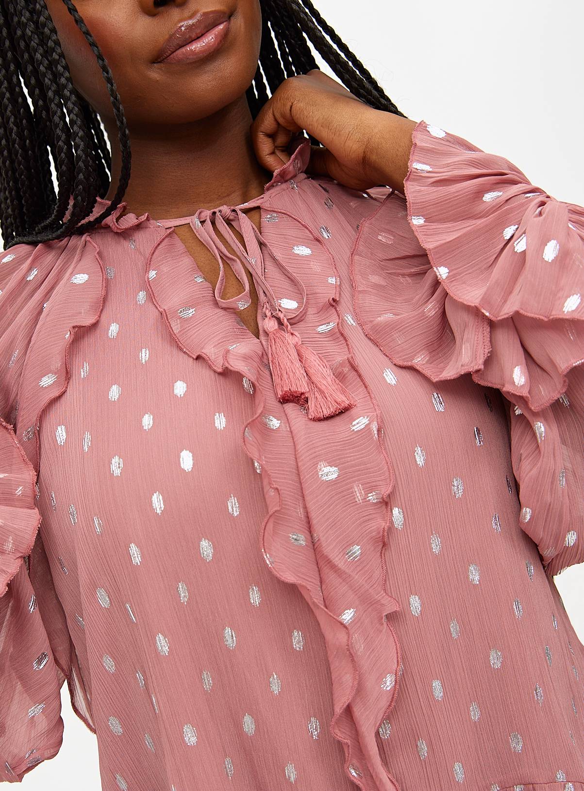 Pink Chiffon Foil Print Romantic Blouse 10 - Image 3